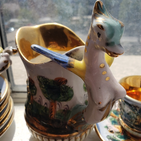Antique Capodomonte Cherub & Seahorse # 565 w Gold - Picture 6 of 16